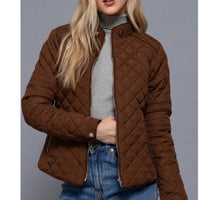 Active Basic Suede Piping Quilted Jacket in hazelnut brown - women's jacket