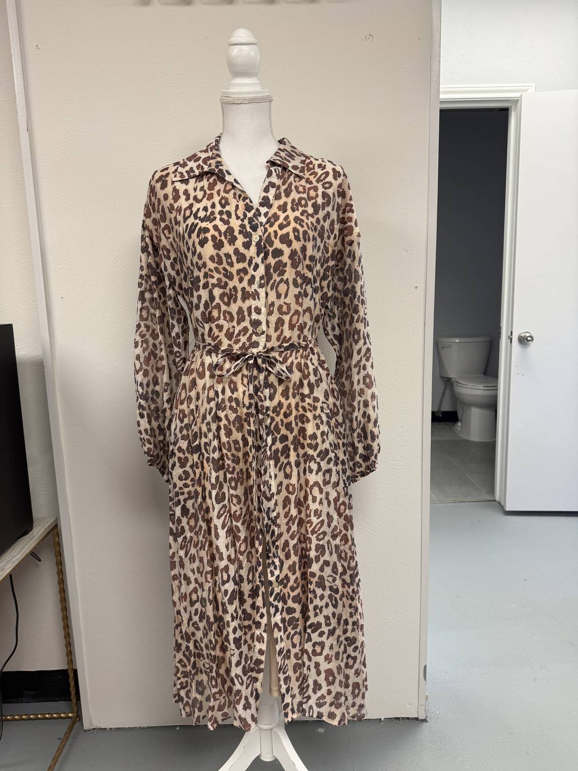 Jodifl - Women's Collared Button Up Long Sleeves Dress