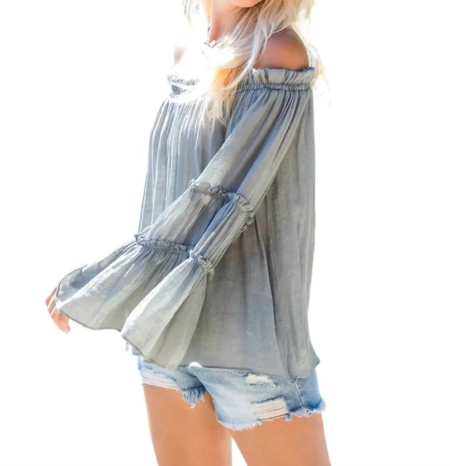Sweet Lovely By Jen - Off Shoulder Tiered Sleeve Top