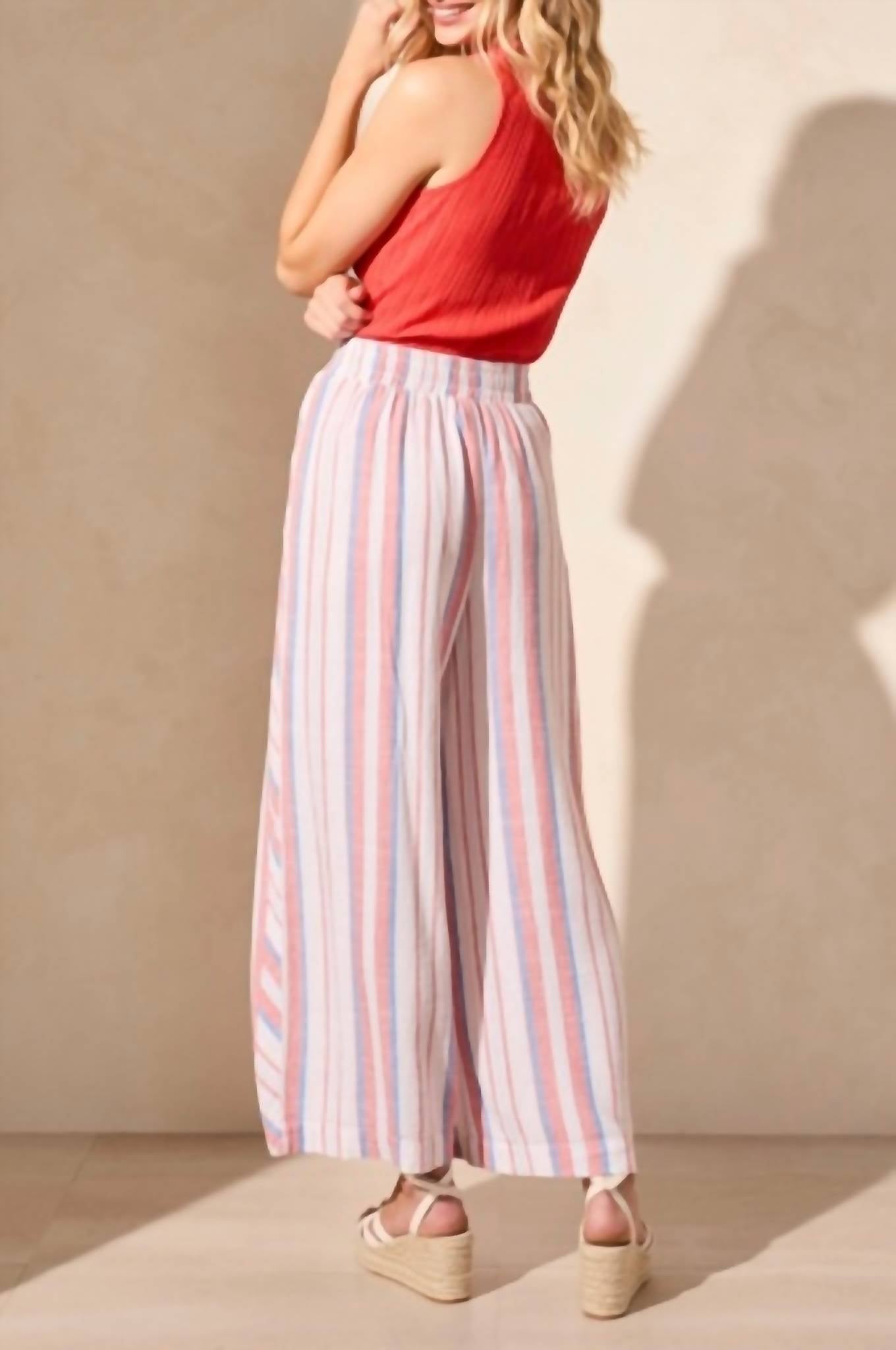 Tribal - Pull-on Flowy Wide Leg Pants With Pockets
