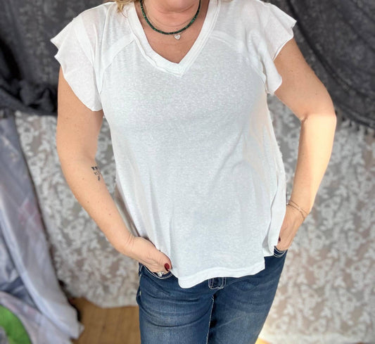 Pol - Flutter And Flirt V Neck Top