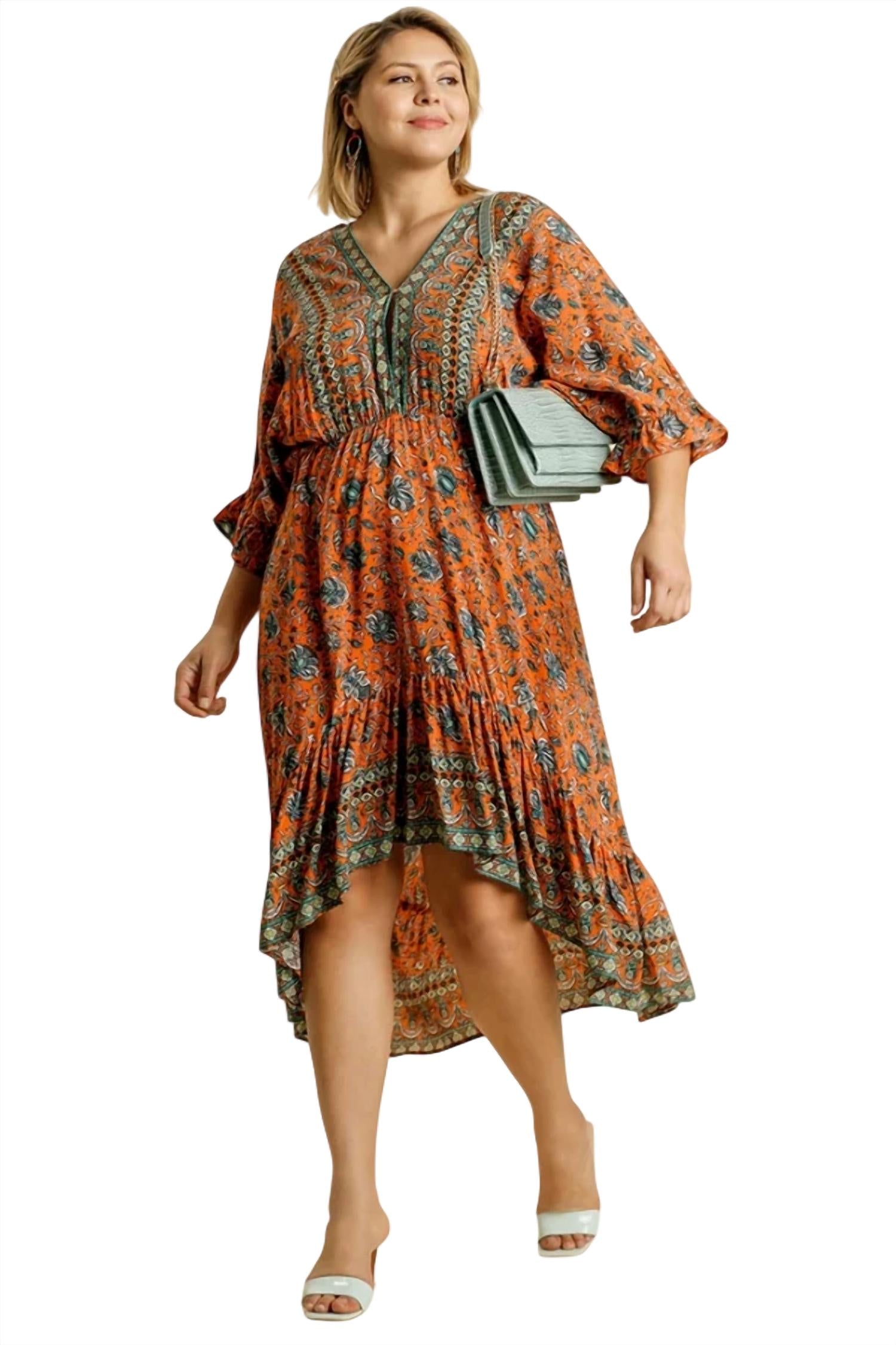 Umgee - V-neck Paisley Dress