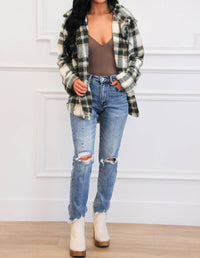 Special A - Addie Distressed Mid Rise Straight Leg Jeans