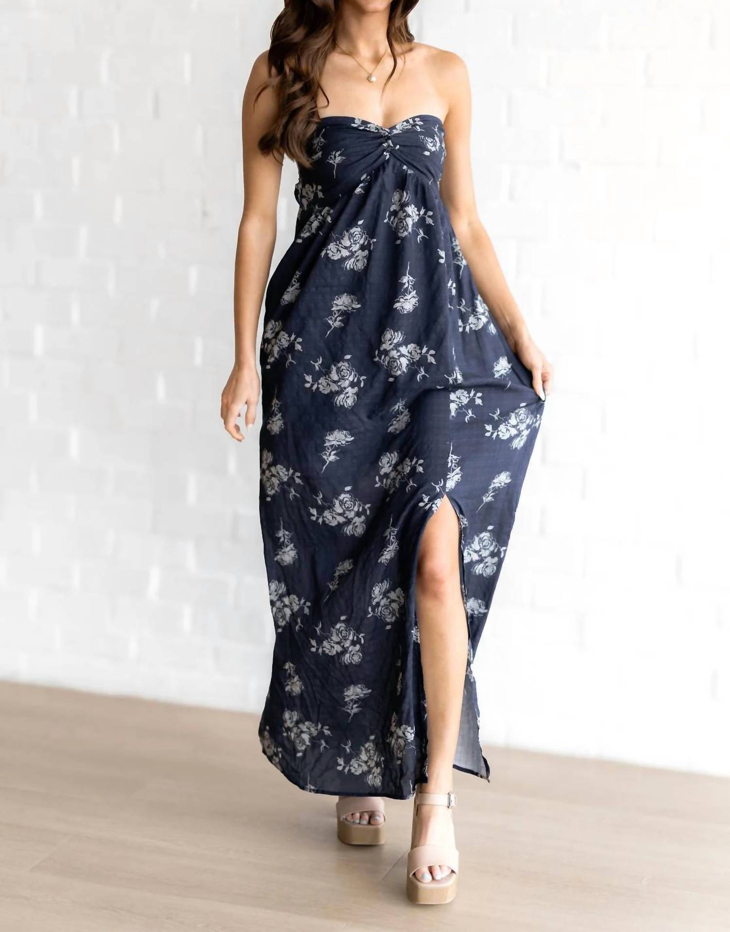 Cozy Co. - Floral Strapless Maxi Dress