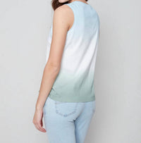 CHARLIE B Sleeveless Round Neck Cotton Top in cerulean 1 - women's tank top - alternate view