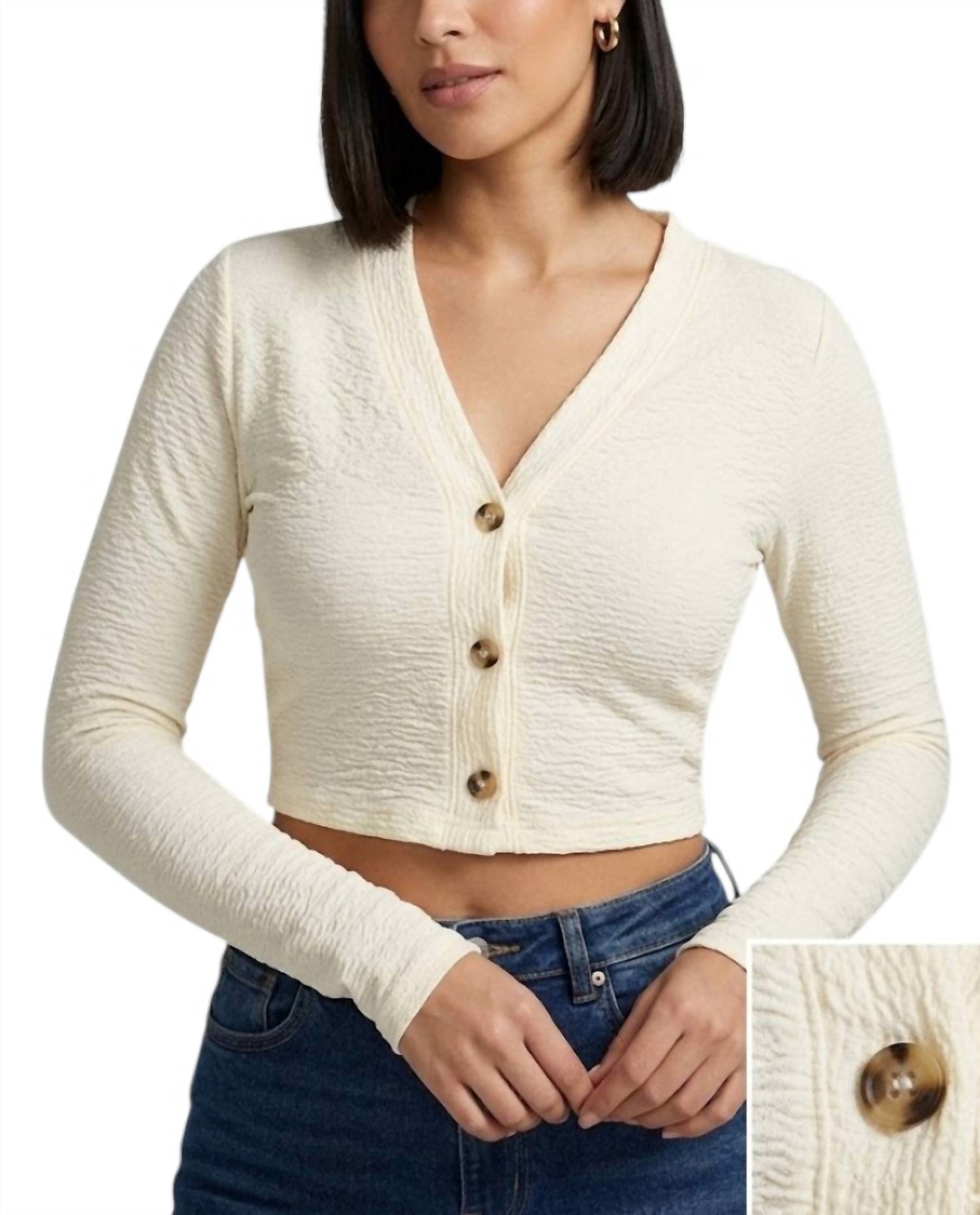 Double Zero - Classic Crop Button Down Top
