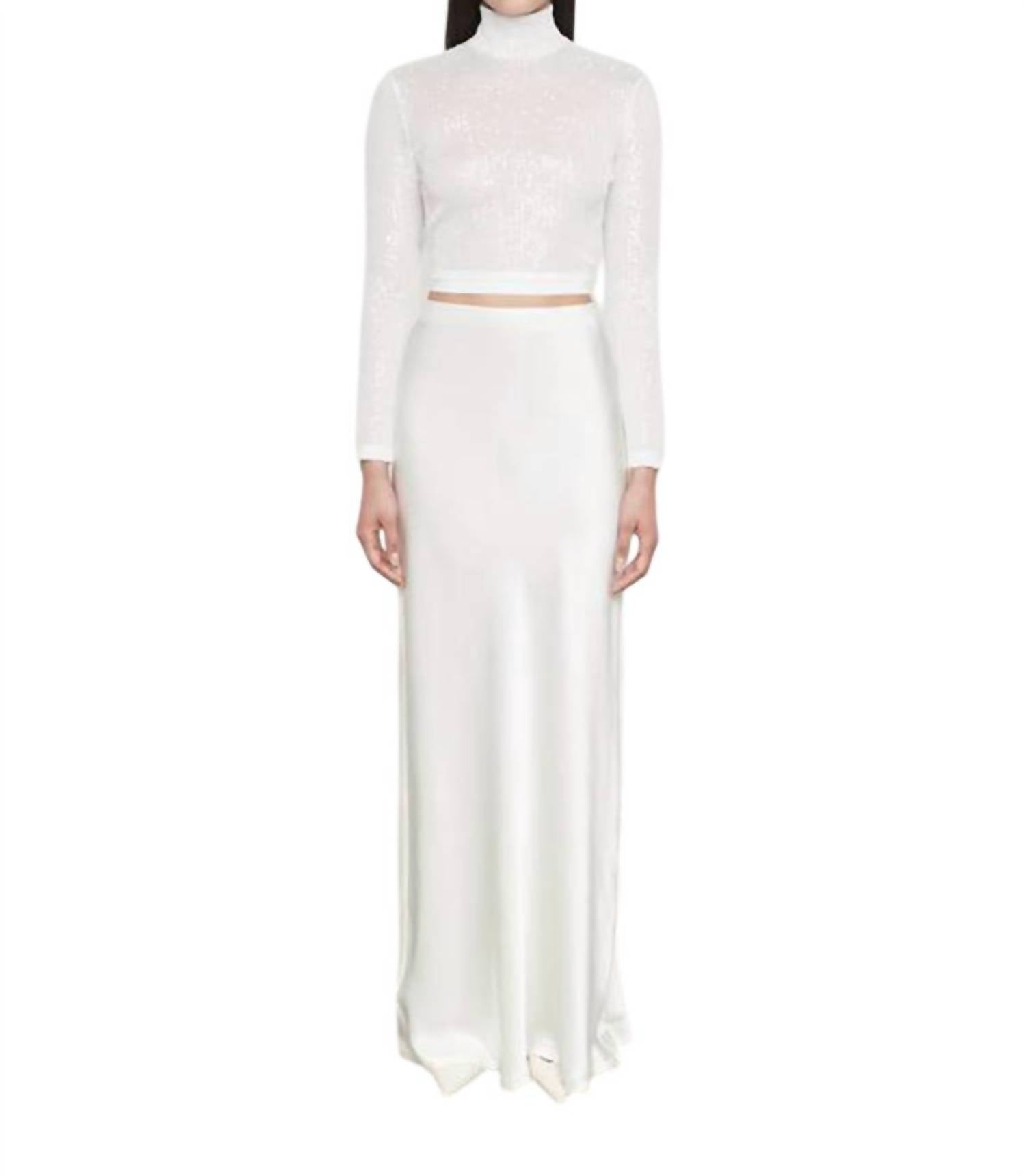 Enza Costa - SEQUIN CROPPED LONG SLEEVES MOCK NECK TOP
