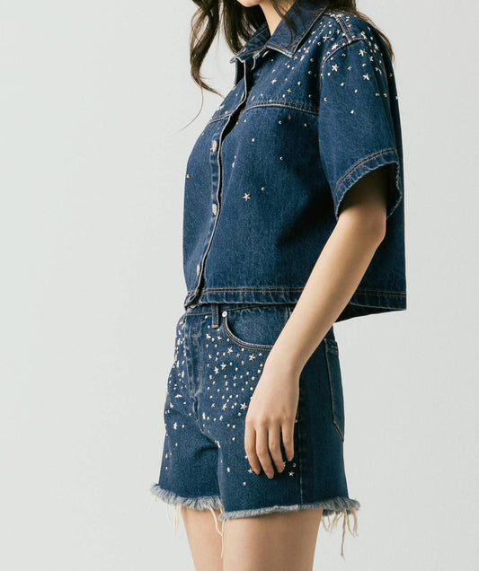 Blanknyc - Embellished Denim Top
