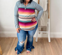 Heimish Usa - Colorful Stripe Long Sleeve Top