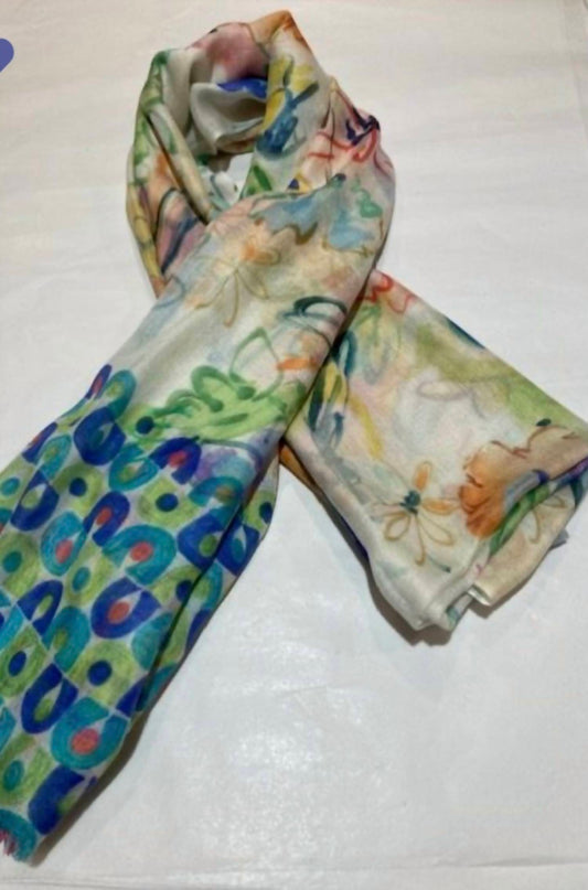 Kinross - Santorini Floral Scarf