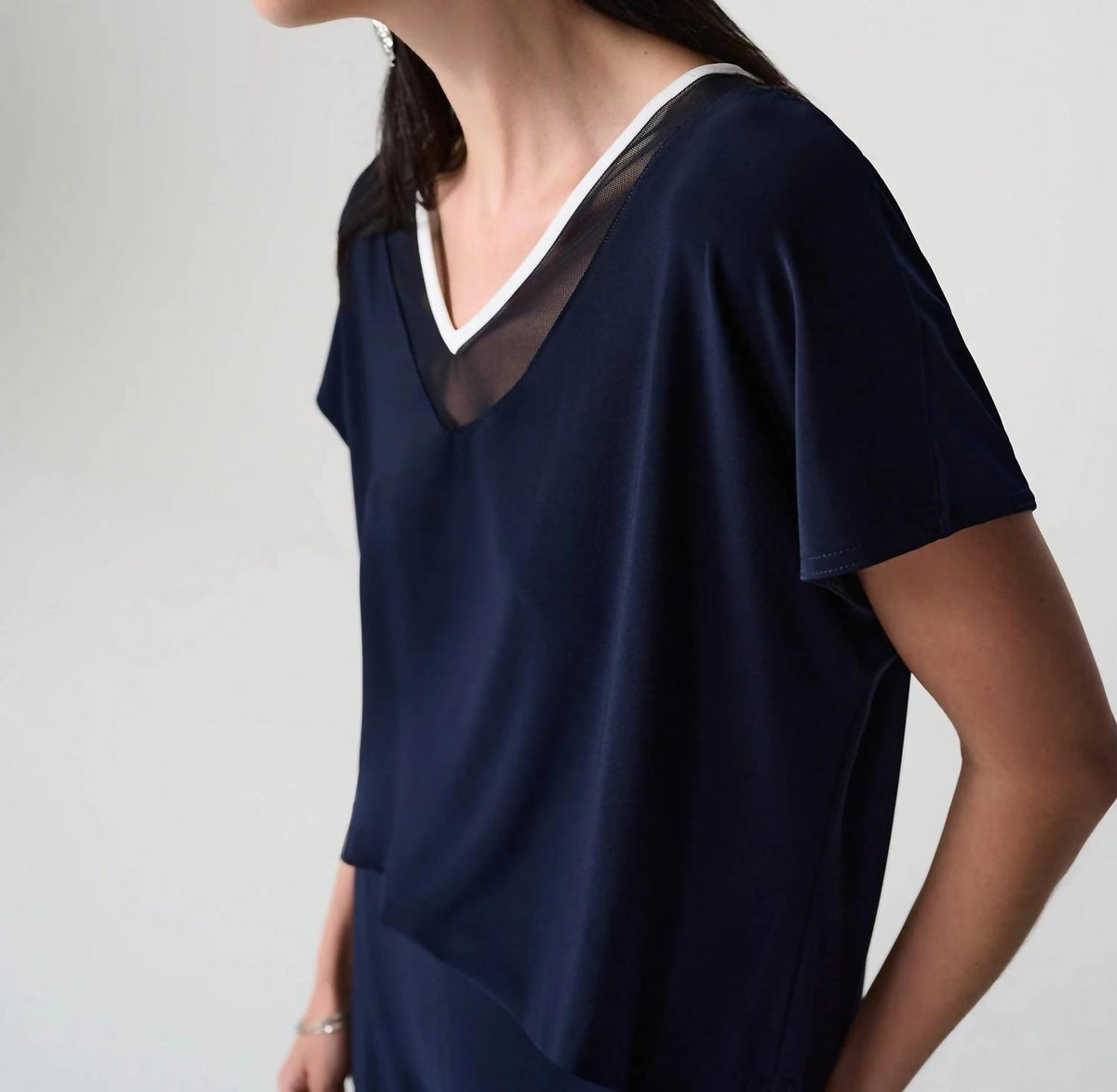 Joseph Ribkoff - Mesh Insert Wide Leg Jumpsuit