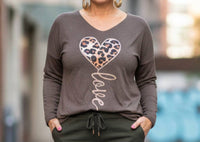 Made In Italy - Ultra Soft Wild Love Fleece V-neck Top