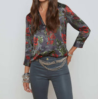 L'Agence - Dani 3/4 Silk Blouse