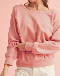 Shewin - Bowknot Round Neck Sweatshirt