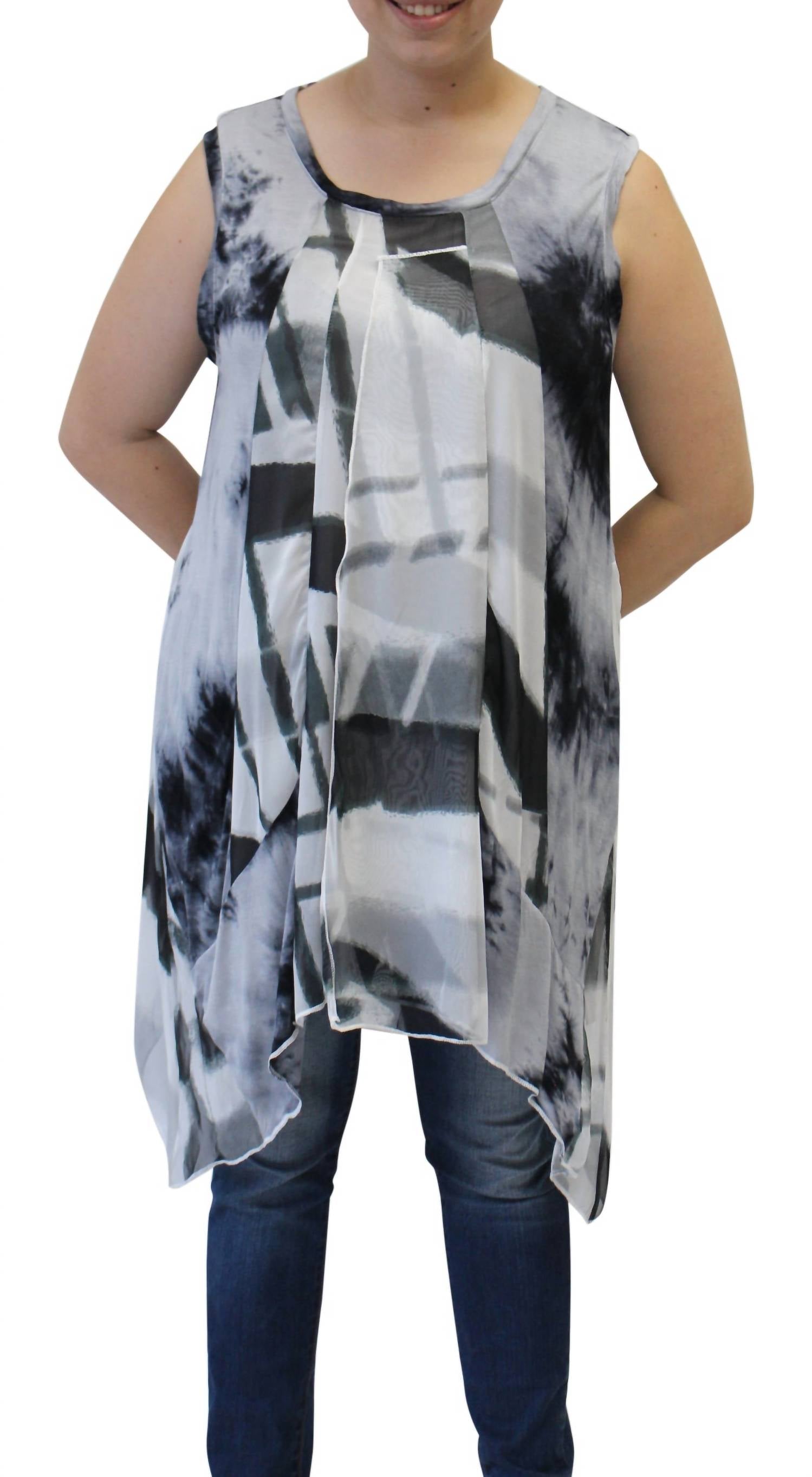 Lv Collection - Abstract Sleeveless Patchwork Top