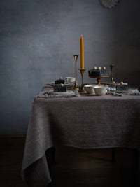 Linenme - Choco Chevron Linen Tablecloth