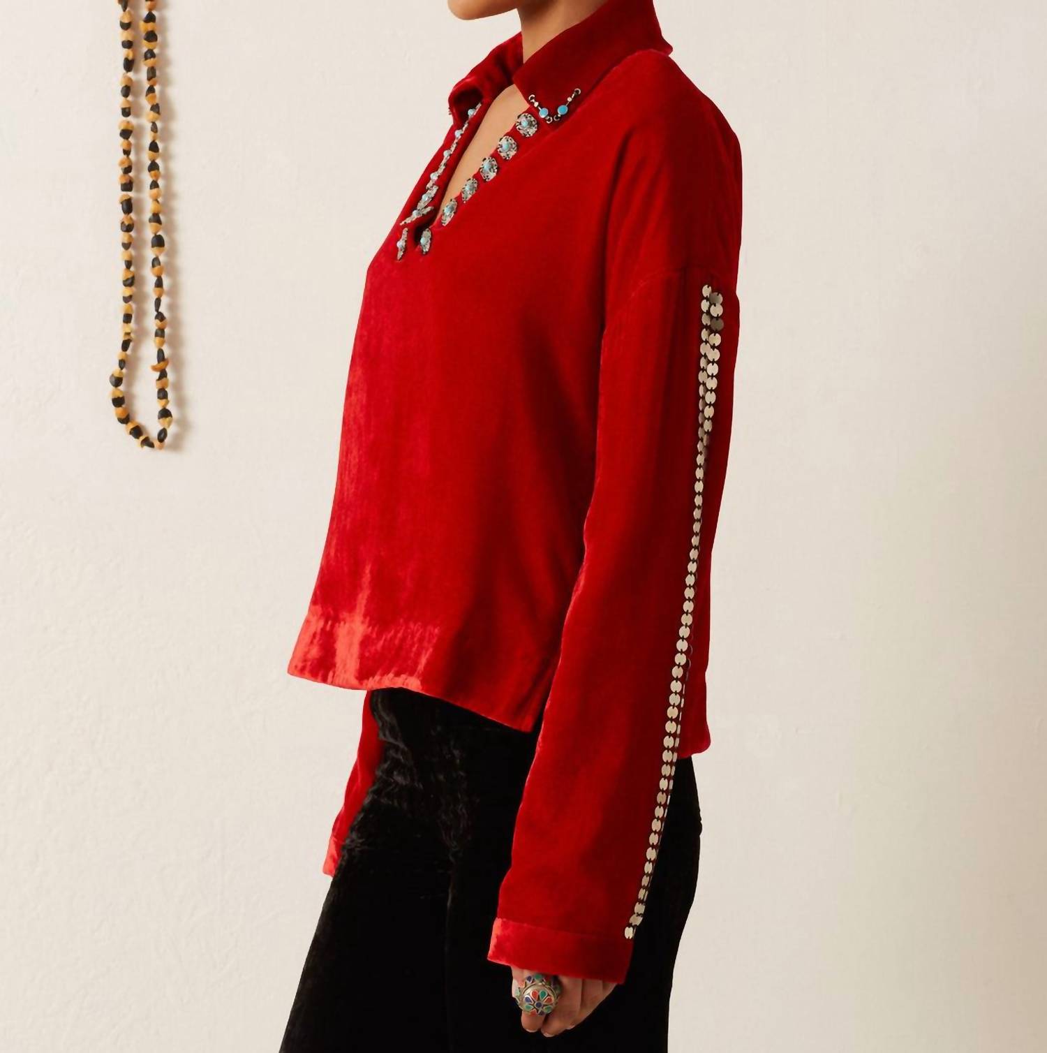 Alix Of Bohemia - Dylan Ruby Velvet Tunic Top