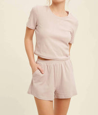 Listicle - Ribbed T-Shirt and Shorts Lounge Set