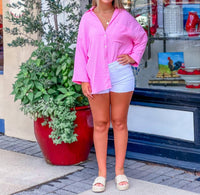 Show Me Your Mumu Weekday Button Up Top in bubblegum - women's shirt - view 4