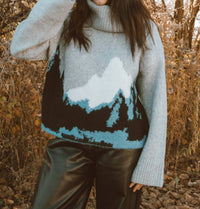 PROMESA In the Mountains Turtleneck Sweater in the mountains turtleneck sweater in grey - women's sweater - alternate view