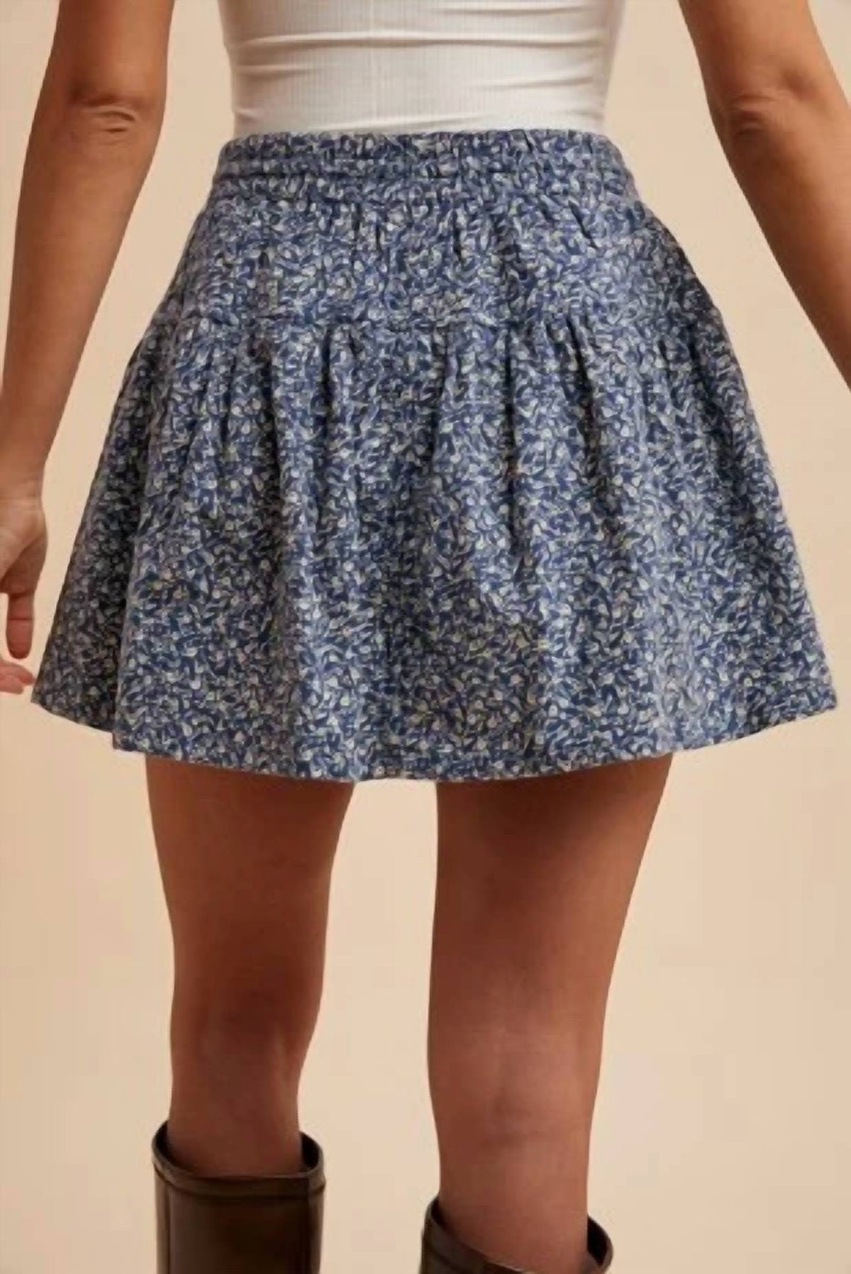 Anniewear - Ditsy Floral Brushed Woven Flare Mini Skirt
