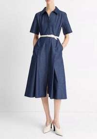 Vince - Denim Short Sleeve Shirt Dress