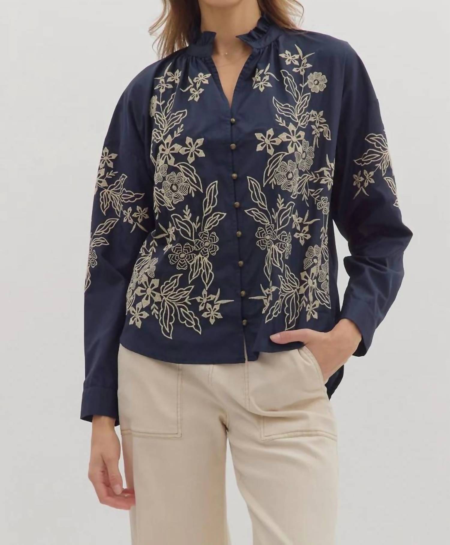 Entro - Delphinium Long Sleeve Blouse