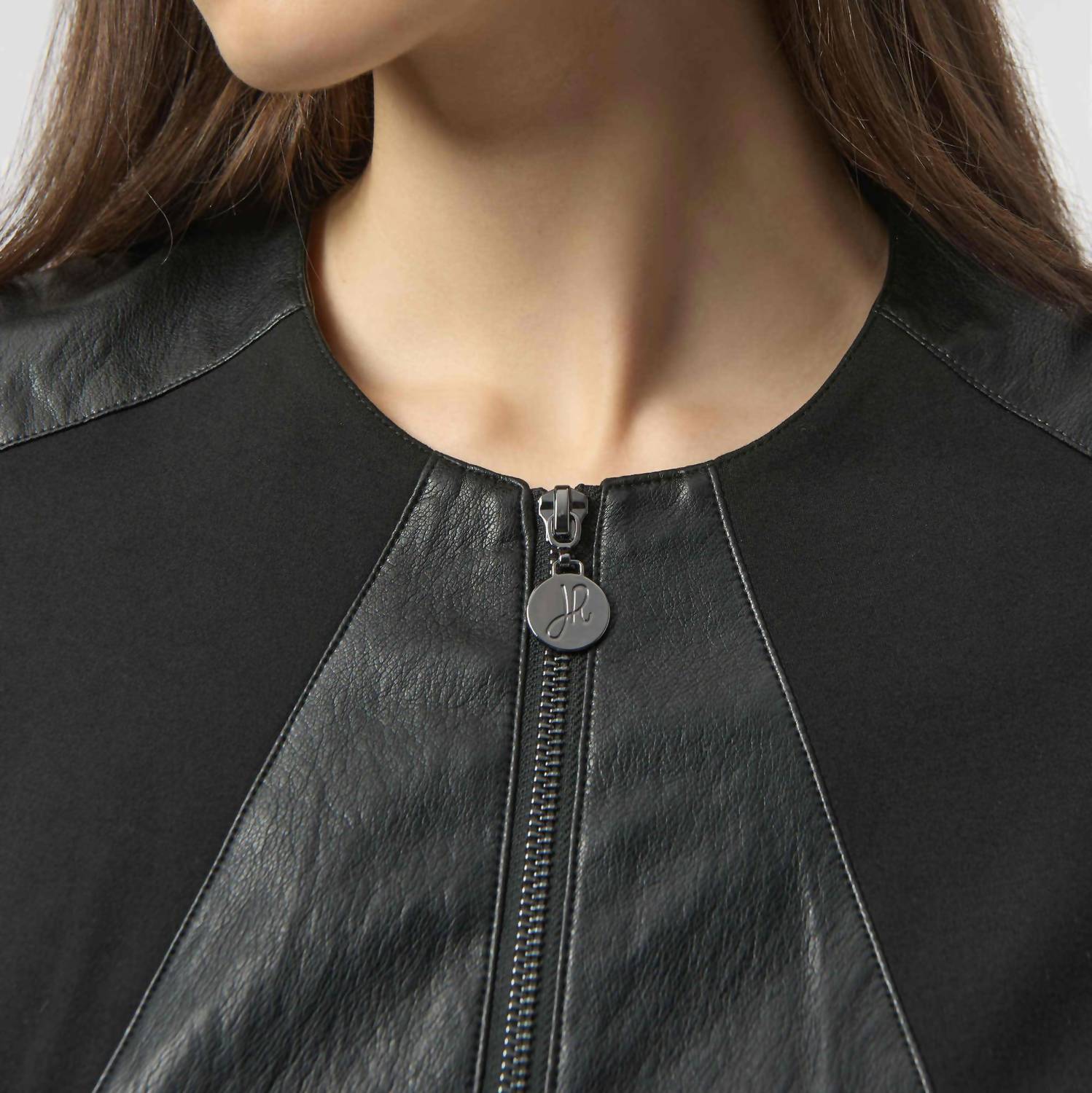 Joseph Ribkoff - Heavy Knit And Leatherette Fitted Jacket