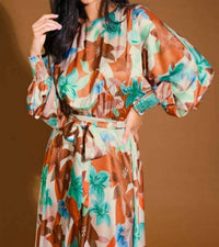 Flying Tomato - Printed Woven Midi Dress