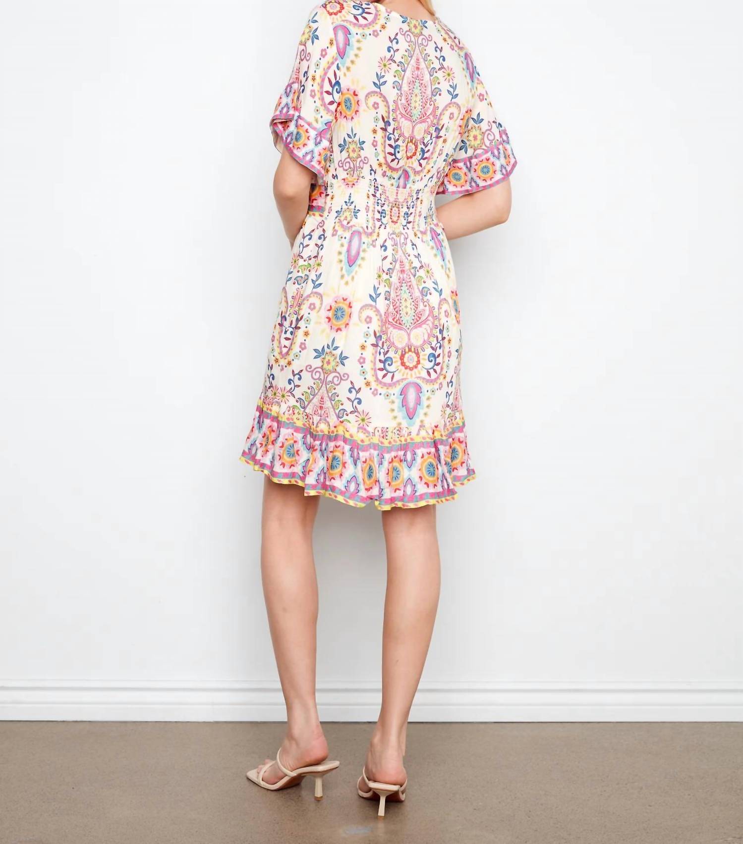 Charlie B - Carnival Colored Flutter Sleeves Dress