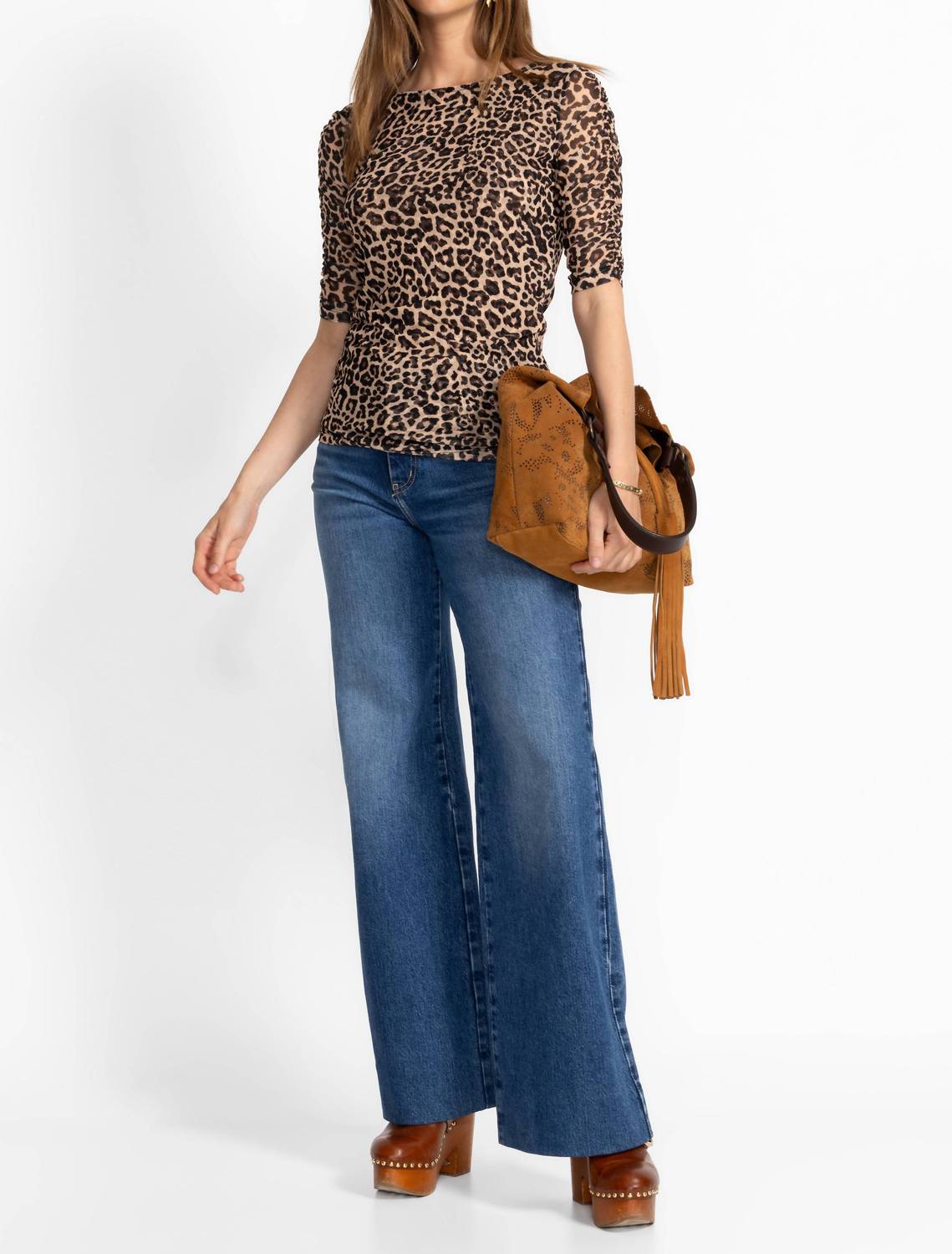 Johnny Was - RUCHED SLEEVE MESH TOP