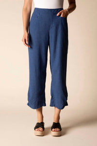 Habitat - Linen Solid Pleat Button Capri Pant
