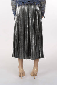 Beulah - Metallic Coated Pleat Maxi Skirt