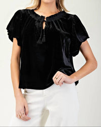 Ee:Some - Velvet Puff Sleeve Top