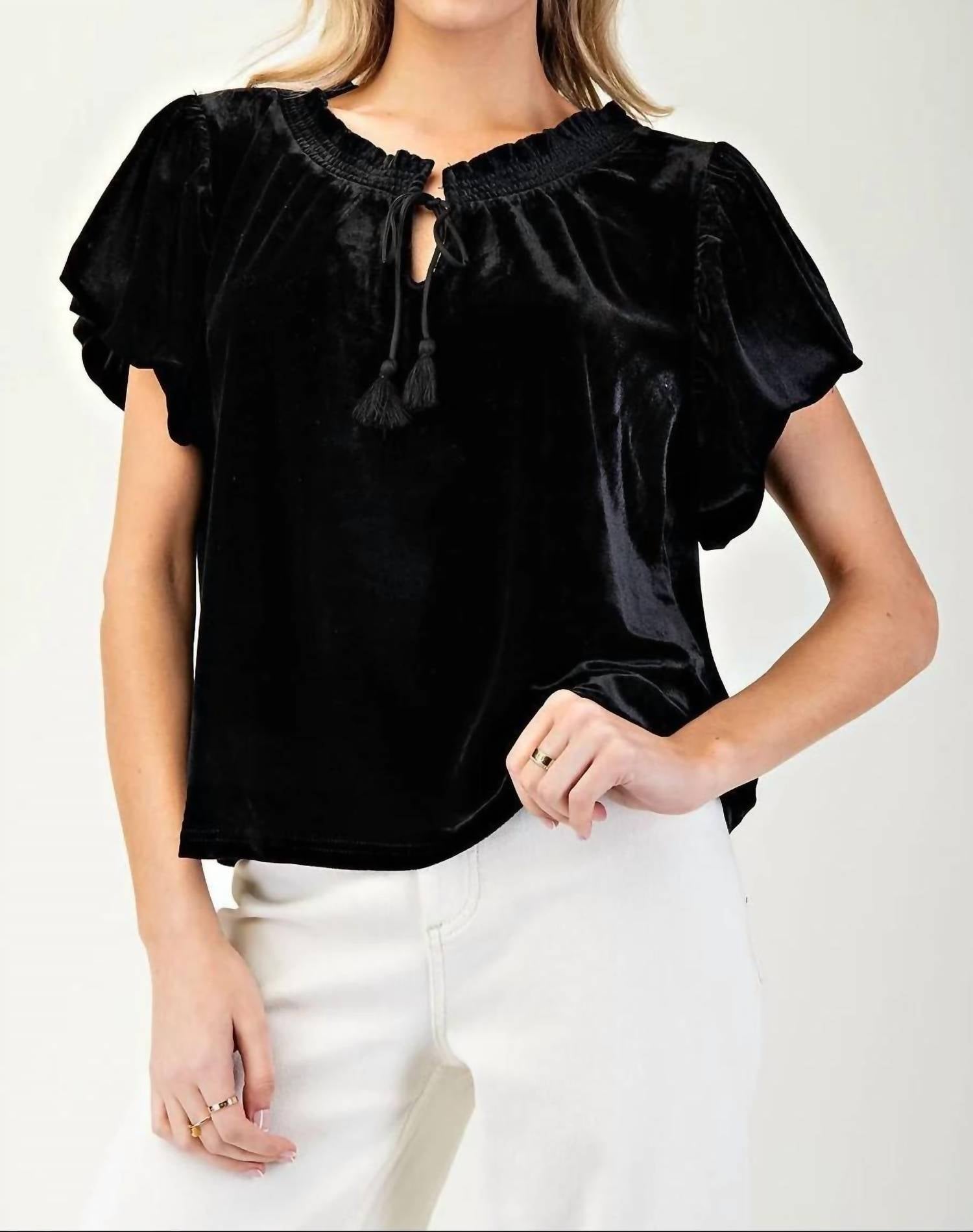 Ee:Some - Velvet Puff Sleeve Top