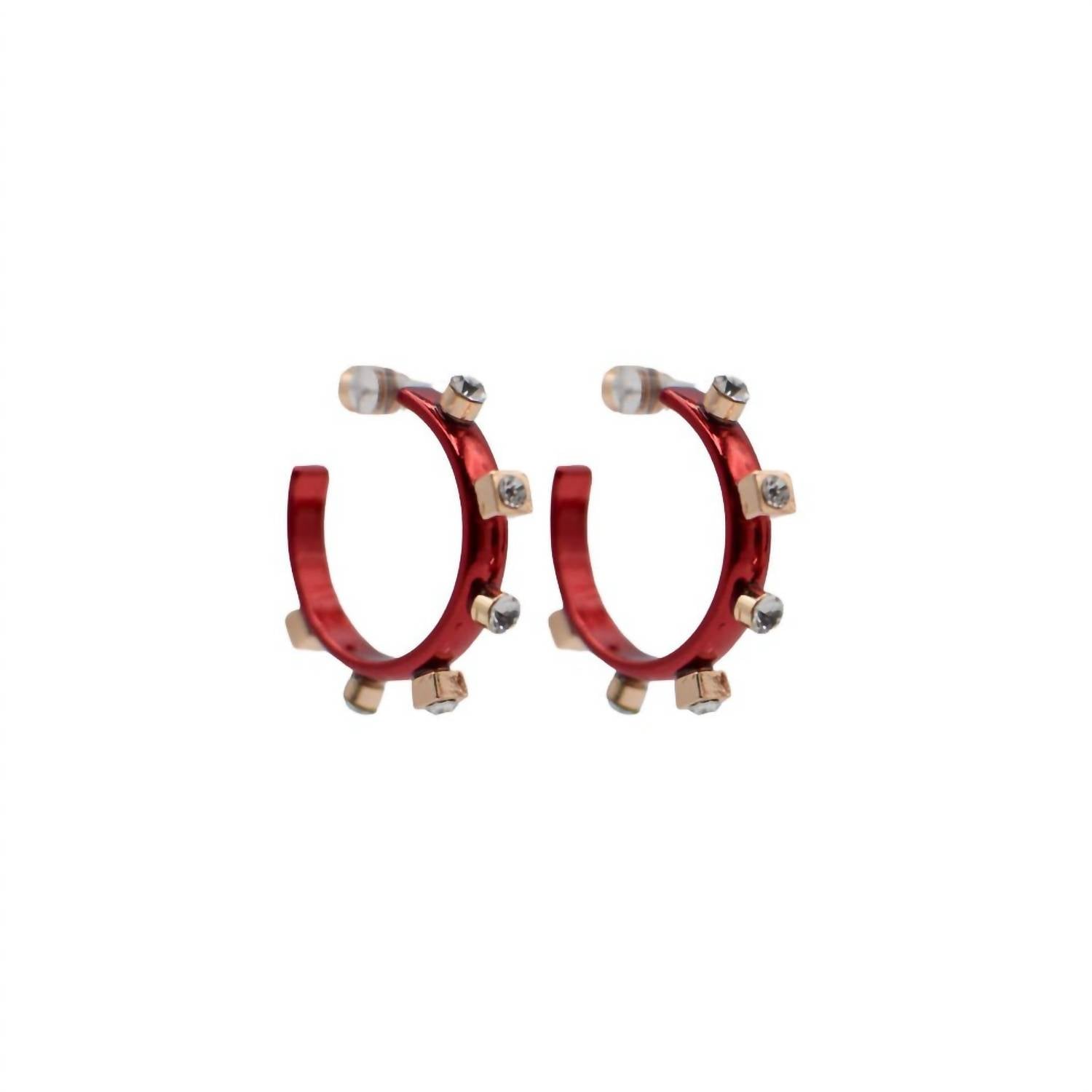 SMITH & CO Women's Metal Hoop Earrings in red - women's jewelry