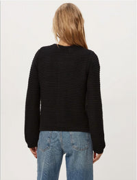 Michael Stars Kaden Tape Yarn Cardigan in black - women's cardigan - detail view