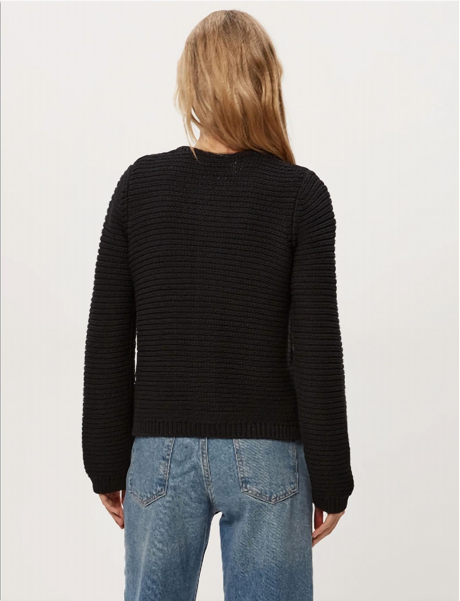 Michael Stars Kaden Tape Yarn Cardigan in black - women's cardigan - detail view