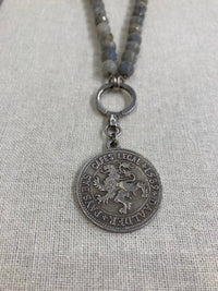 French Kande PRE LOVED Daalder William Medallion Chain in silver and labradorite - women's jewelry - detail view