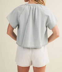 Kld - Dolly Denim Button Front Top