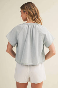 Kld - Dolly Denim Button Front Top