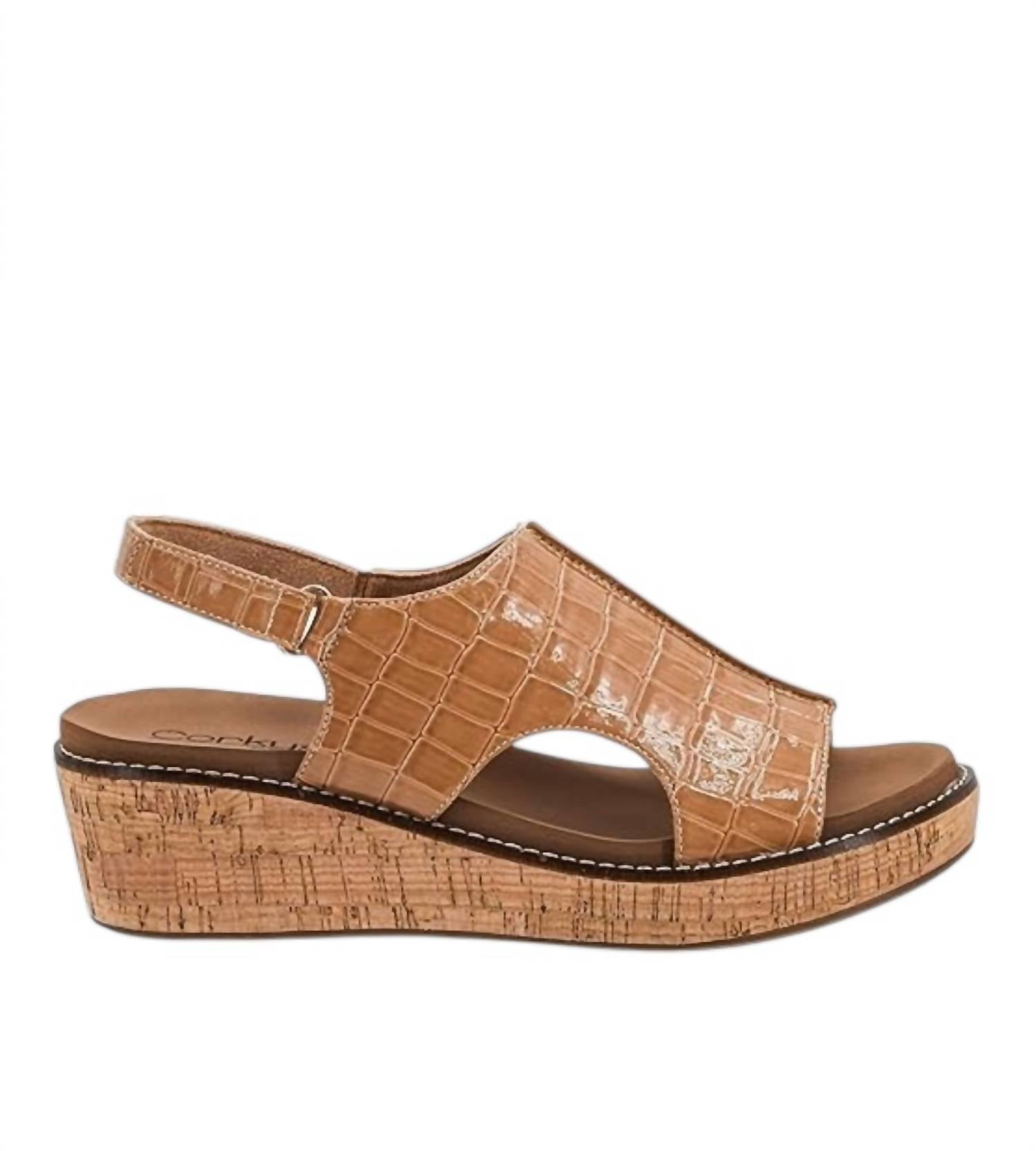 Corkys Footwear Women's Volta Patent Wedge Sandals in caramel - women's heels