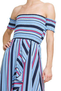Umgee - Striped Ruffle Tulip Maxi Dress