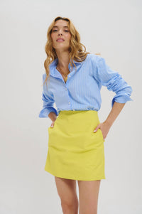 LeLe de Baltzac Vanessa Mini Skirt in lime - women's skirt - alternate view
