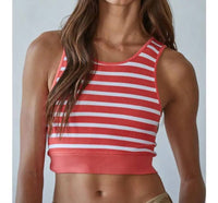 By Together - Ribbed Striped Racer Back Tank Top