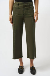 Joseph Ribkoff - Wide Leg Crop Trousers With Embellished Front Seam
