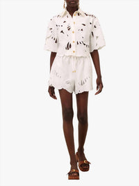Zimmermann - Women's Mahon Embroidered Crop Shirt