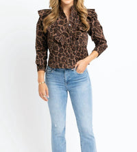 Karlie Langley Leopard Print Blouse in brown multi - women's blouse