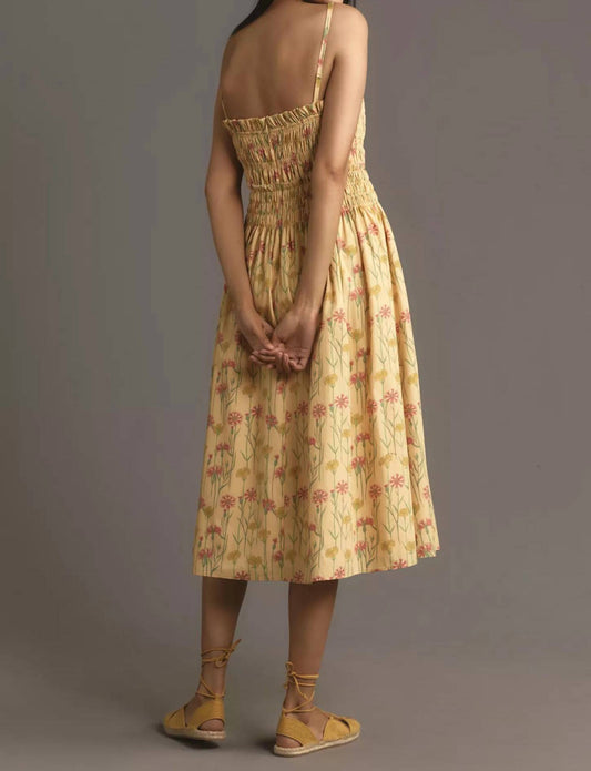 Hutch - Sleeveless Smocked A-line Midi Dress