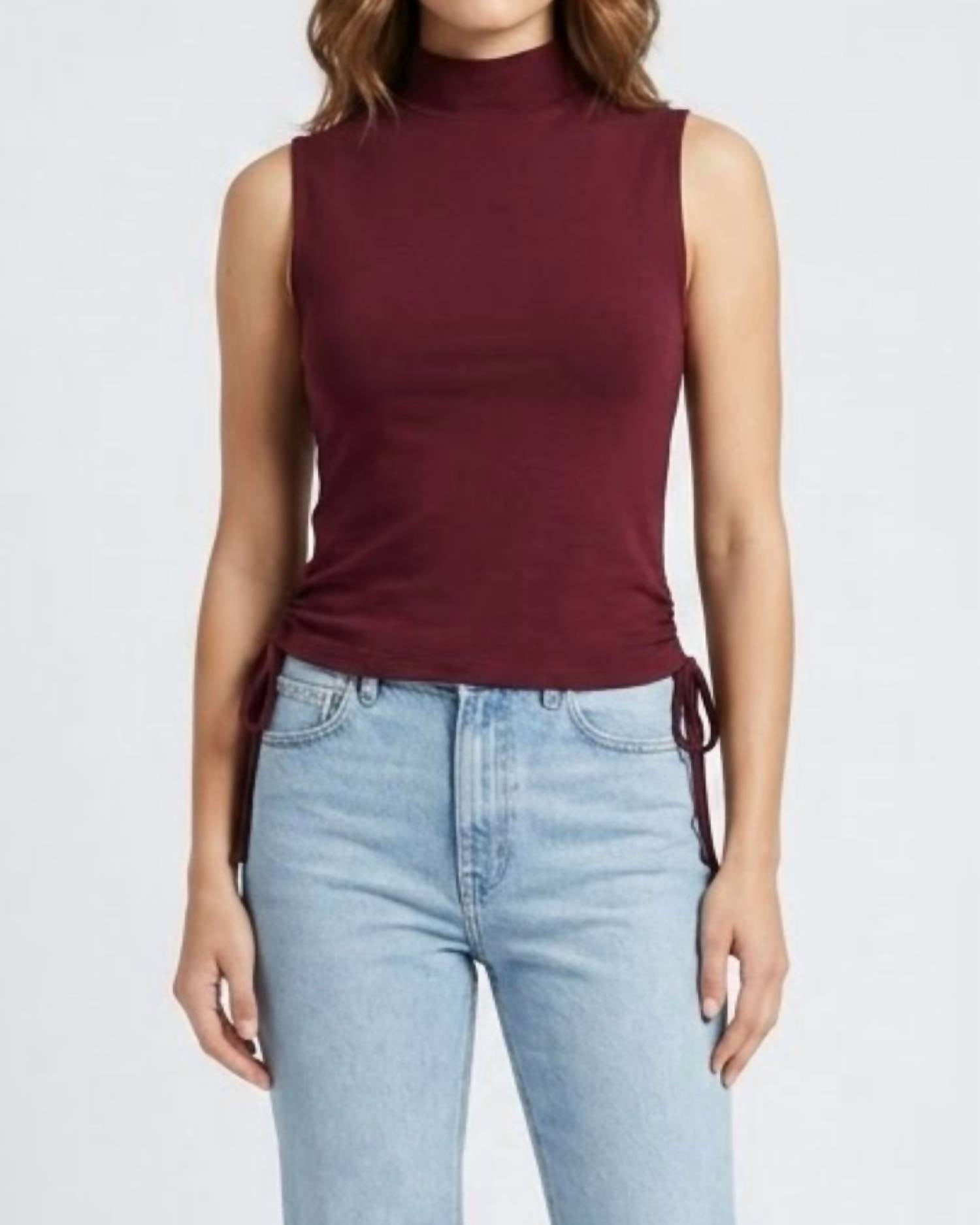 SHE + SKY Victoria Tank Top in burgundy - women's tank top - detail view